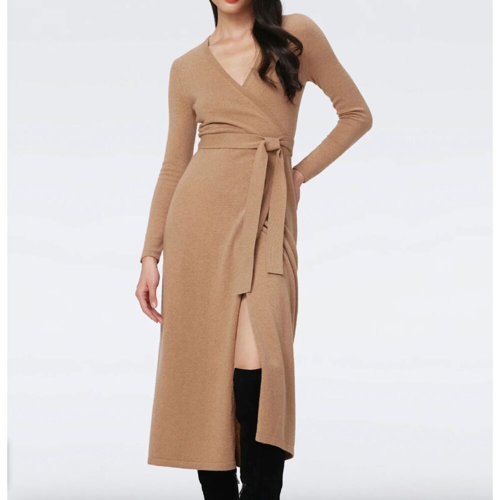 Diane Von Furstenberg Wool Cashmere Astrid Wrap Midi Dress Sz S Orig. $558